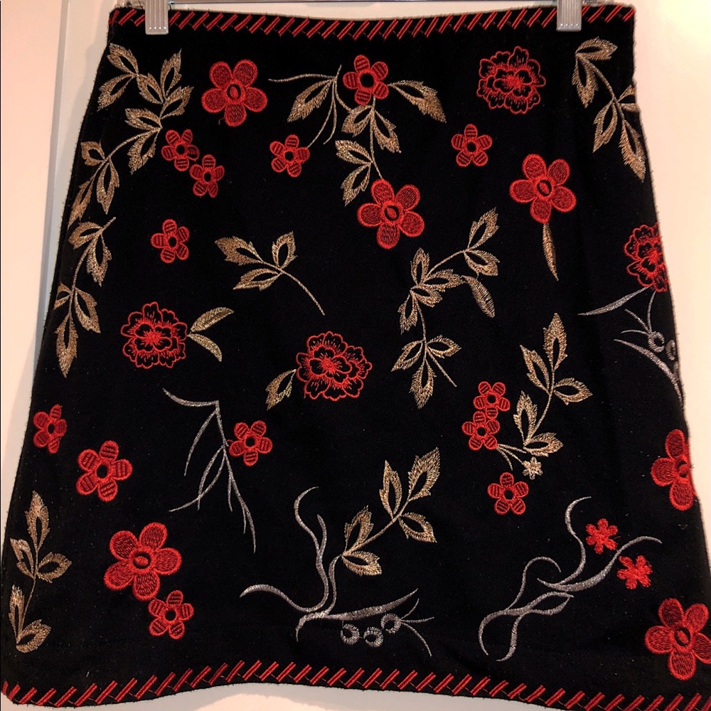 LF Black Fitted Skirt with Red and Gold Details!